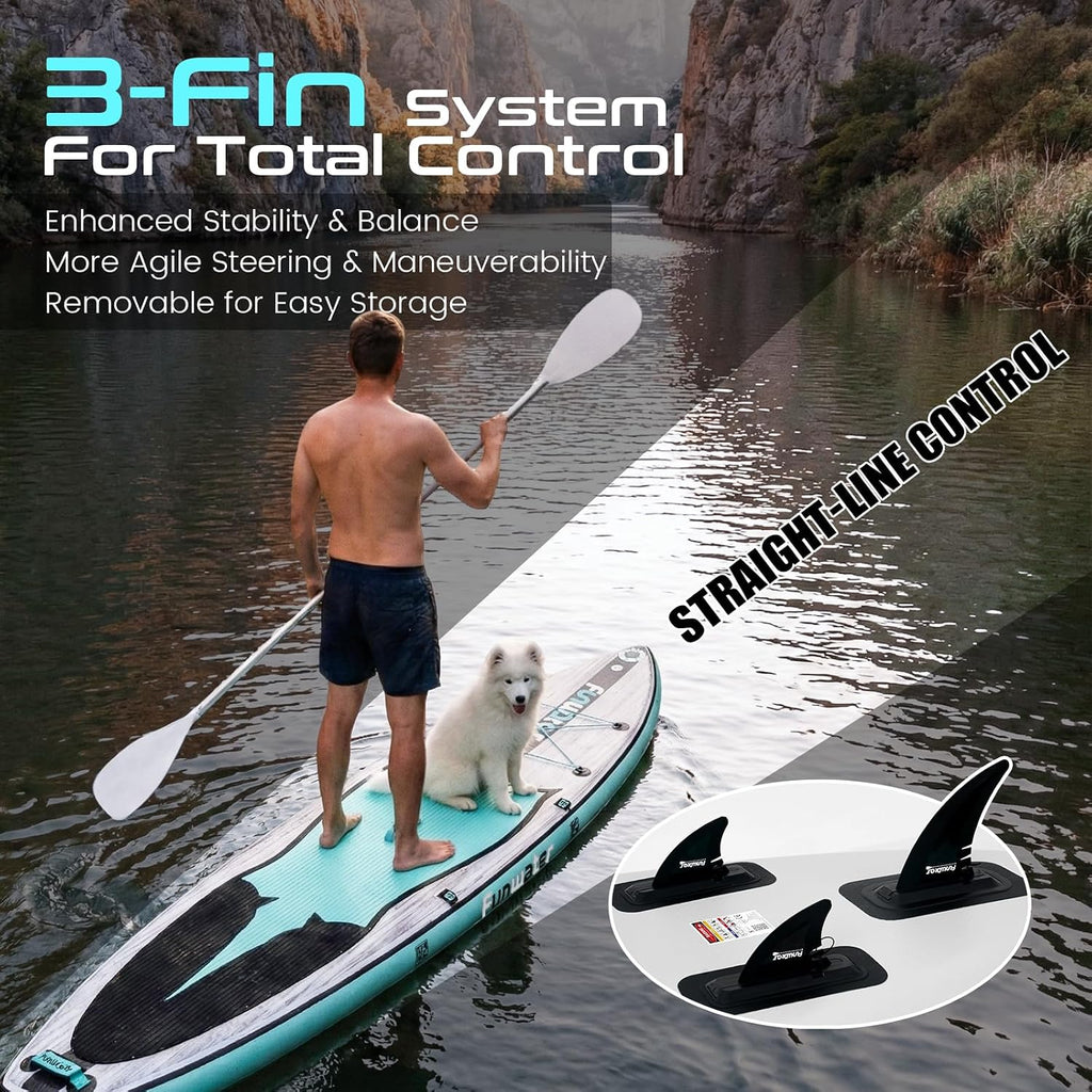 FunWater Inflatable Stand Up Paddle Board 10'6'/11'/11'6' Paddle Board for Adults & Youth, Paddleboards Inflatable with Premium SUP Accessories, Wide Stable, Non-Slip Comfort Deck