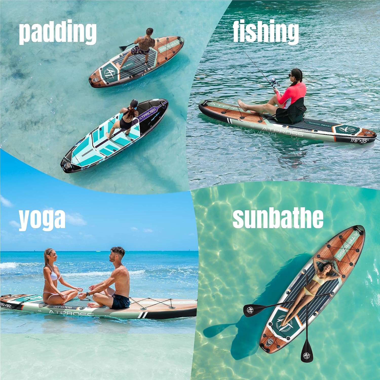 11'6'x35' Inflatable Paddle Board, 450lbs Extra Wide Stand Up Paddleboard for Adults with Premium SUP Accessories Kit & Backpack, Blow Up Kayak Non-Slip Stable Deck Boat for Yoga Fishing Surf