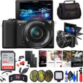 Sony Alpha a5100 Mirrorless Digital Camera with 16-50mm Lens (Black) + Filter Kit + 64GB Card + 2 x NPF-W50 Battery + Card Reader + LED Light + Corel Photo Software + Case + More (Renewed)