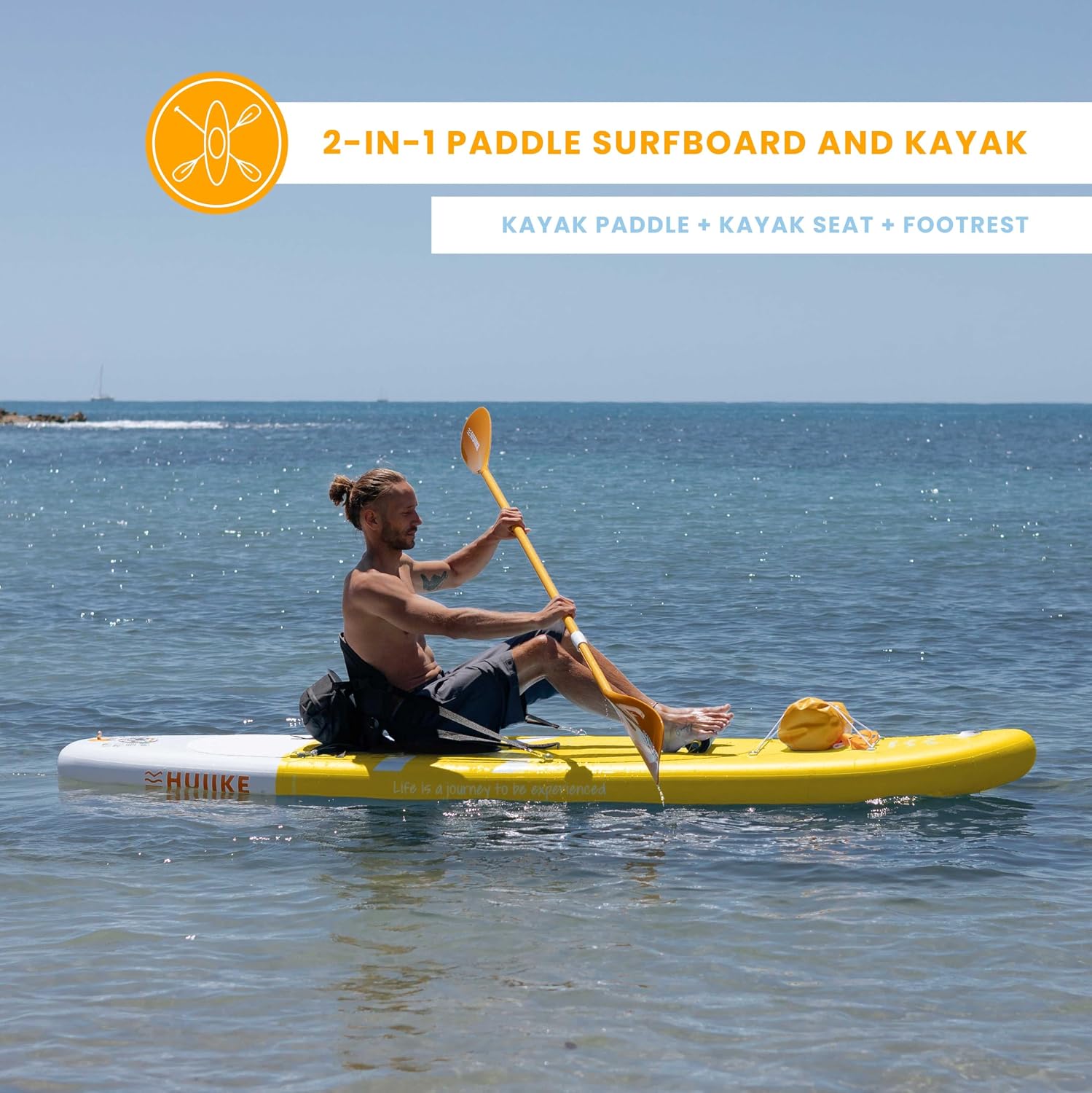 HUIIKE Inflatable Paddle Board for Adults with Accessories Included, Oar, Fins, Pump. Stand Up Paddleboard Great Stability and Resistance. 10' x 33' x 5.9', Maximum Load 286 lb