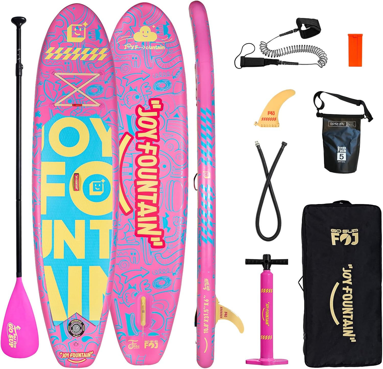 Inflatable Paddle Board,10.8'x31.5'x6' Stand Up Paddle Boards,Premium SUP Board Paddle with Removable Fin, Floating Paddle, Hand Pump, Waterproof Bag for Adults & Youth
