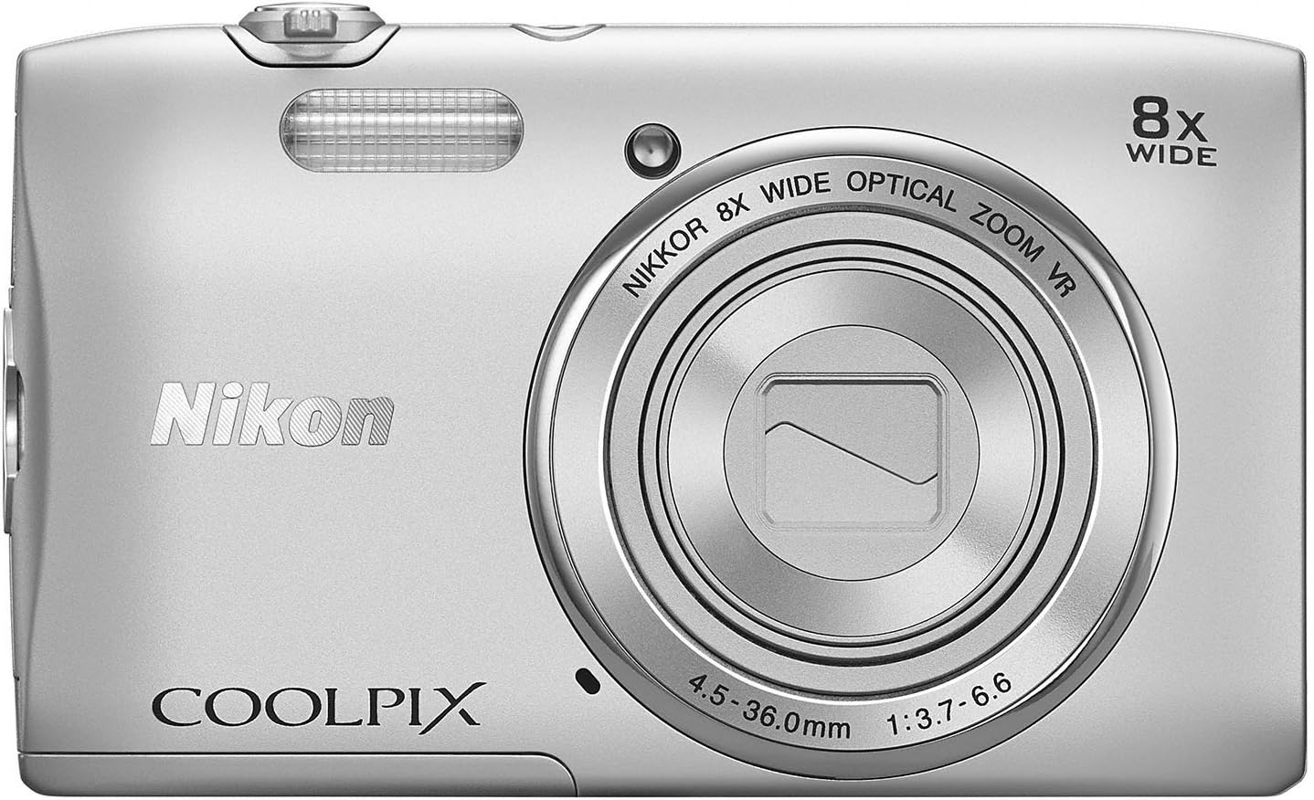 Nikon COOLPIX S3600 20.1 MP Digital Camera with 8x Zoom NIKKOR Lens and 720p HD Video (Silver) (Renewed)