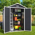 HUGROVE 6×4ft Outdoor Storage Shed with Floor, Waterproof & UV-Resistant Resin Garden Shed for Backyard with Lockable Double Doors, Air Vents & Side Window (Dark Gray)