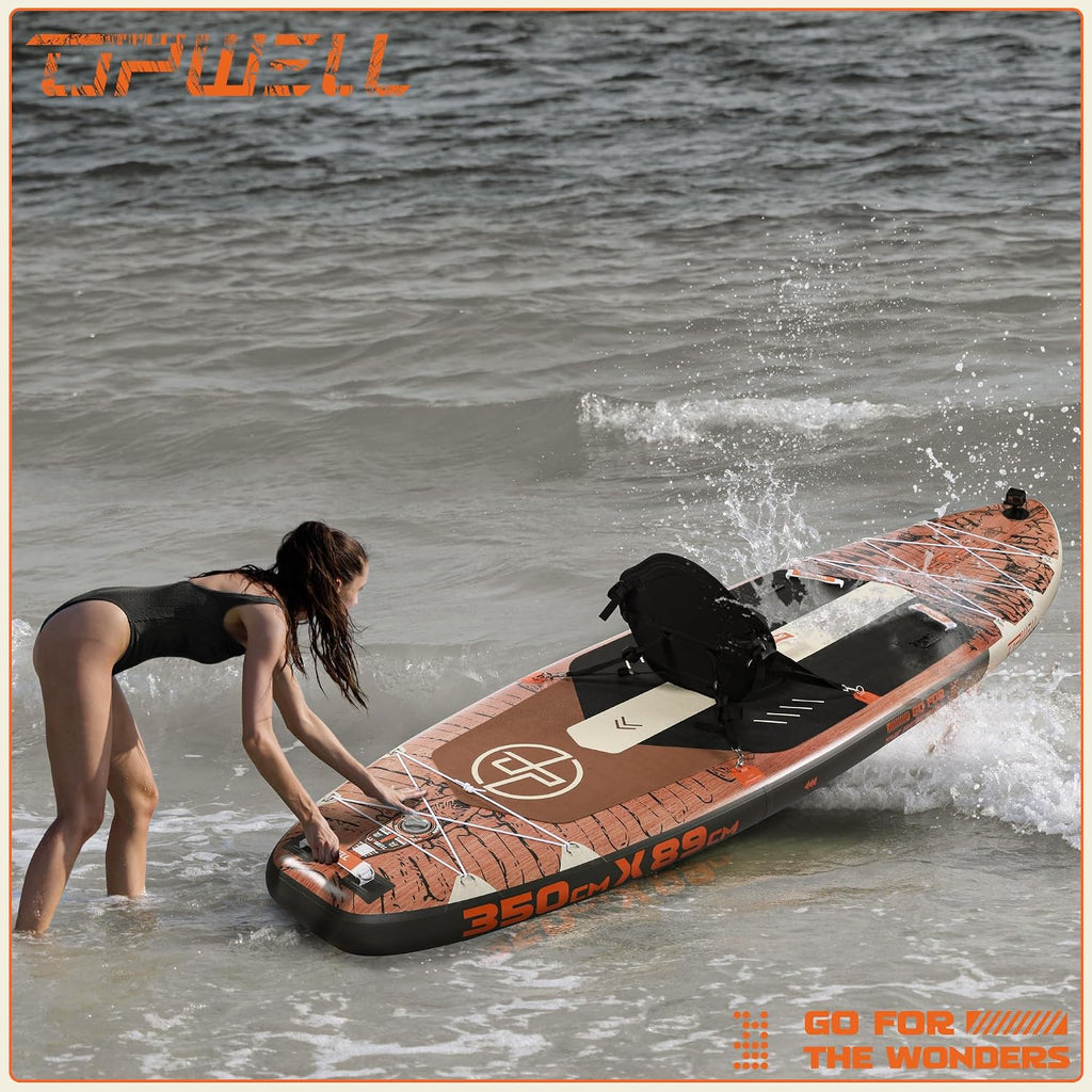 UPWELL 10'6'/11'/11'6' Inflatable Paddle Board, Stand Up Paddlboard for Youth & Adults, Stable Design, Premium SUP Accessories, Backpack, Leash, Hand Pump, Fins