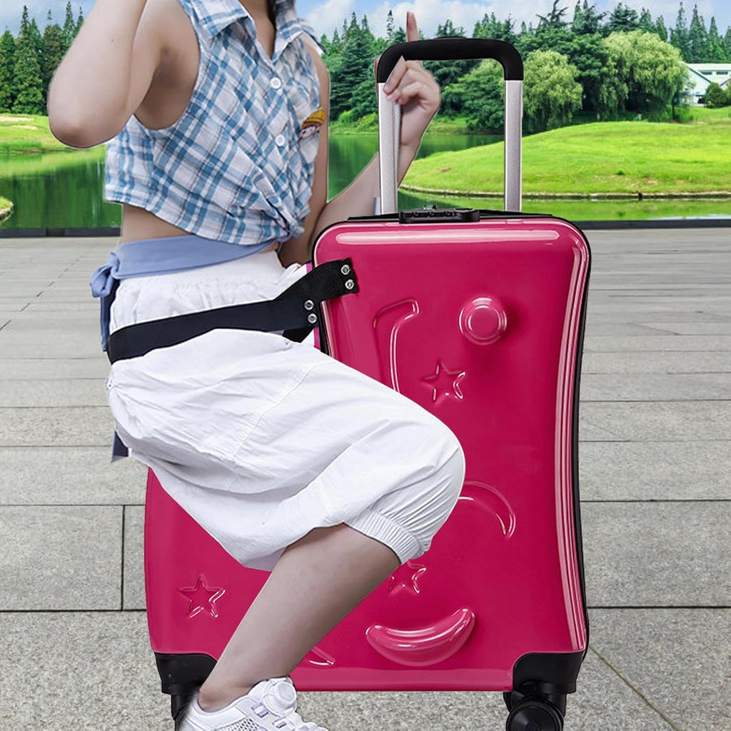 Kids Ride on Suitcase – 20inch 3 Digit Password Lock, Travel Luggage Ride On, Long Lasting Trolley Case | Seat Belts Handlebars Pedals Silent Wheels Boys Girls Child Travel Bag Lightweight Fun