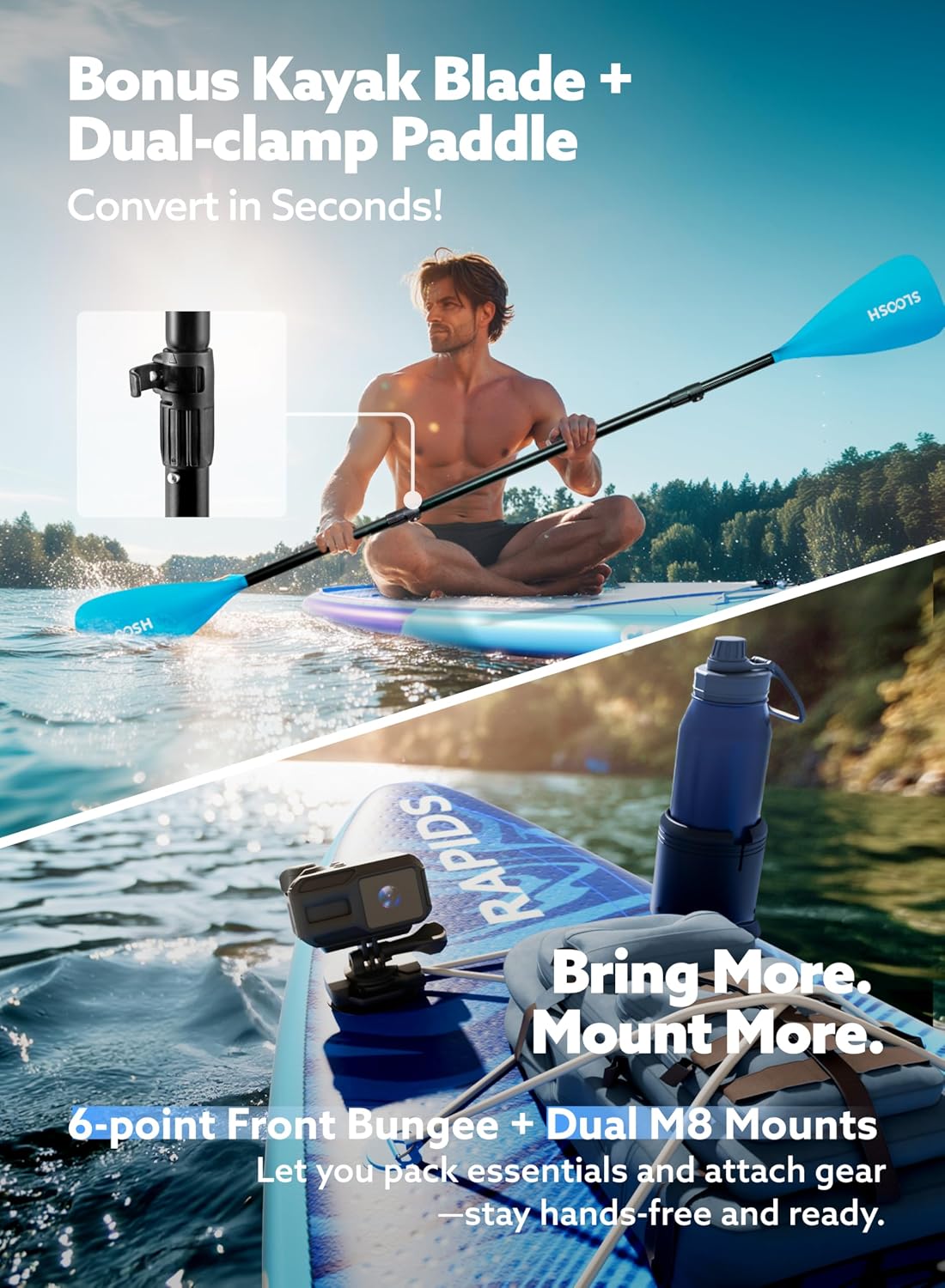 SLOOSH Inflatable Stand Up Paddle Board, 11'6' Inflatable Paddle Boards with Premium Accessories, Non-Slip EVA Deck, Ultra-Light Carry Bag Pump, Rapids SUP for Youth & Adults