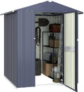 MUPATER 4 x 6 FT Outdoor Storage Shed, Galvanized Metal Garden Tool Shed, Patio Furniture Storage House with Slooping Roof, Lockable Door and Vents for Backyard and Garden, Grey