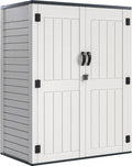 YITAHOME 59 Cuft Outdoor Tall Storage Shed, Waterproof Vertical Resin Shed for Garden, Garage, Patio, Lockable Tool Storage, No Shelves Included, Light Gray