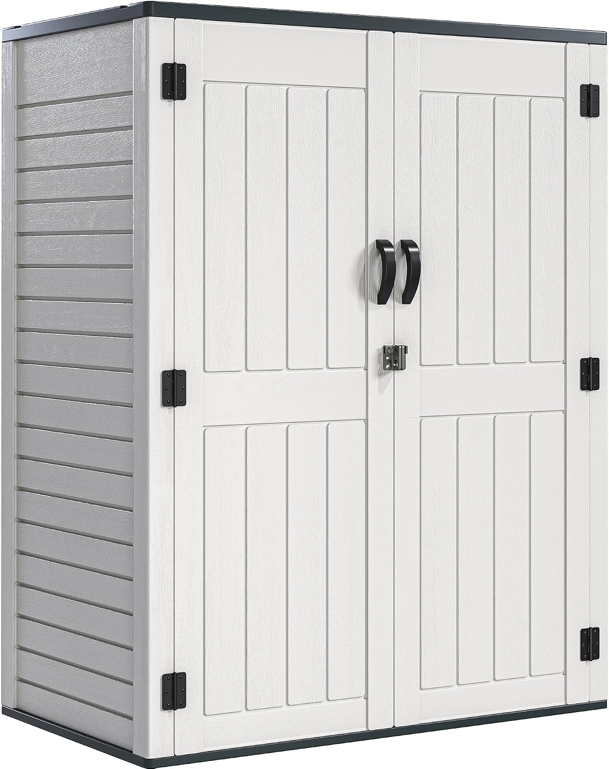 YITAHOME 59 Cuft Outdoor Tall Storage Shed, Waterproof Vertical Resin Shed for Garden, Garage, Patio, Lockable Tool Storage, No Shelves Included, Light Gray