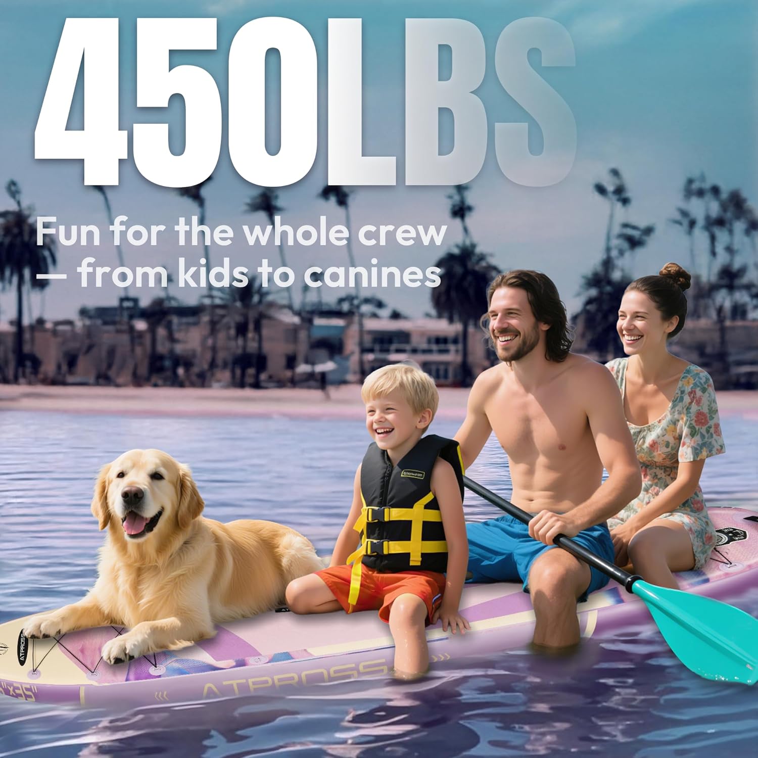 11'6'x35' Inflatable Paddle Board, 450lbs Extra Wide Stand Up Paddleboard for Adults with Premium SUP Accessories Kit & Backpack, Blow Up Kayak Non-Slip Stable Deck Boat for Yoga Fishing Surf