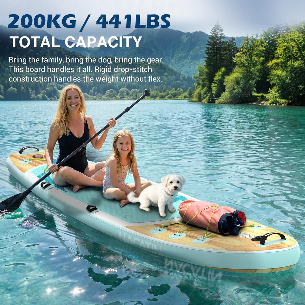 NACATIN Inflatable Stand Up Paddle Board,10'6'Upgrade Version Blow Up Paddle Boards for Adults with Premium SUP Accessories& Backpack,Adjustable Paddle,Camera Mount,Hand Pump, for Lake, River, Yoga