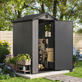 Patiowell 4 x 4 FT Plastic Outdoor Storage Shed with Floor, Garden Tool Resin Shed with Two Windows and Lockable Door for Garden, Backyard, Lawn, Easy to Install, Dark Grey