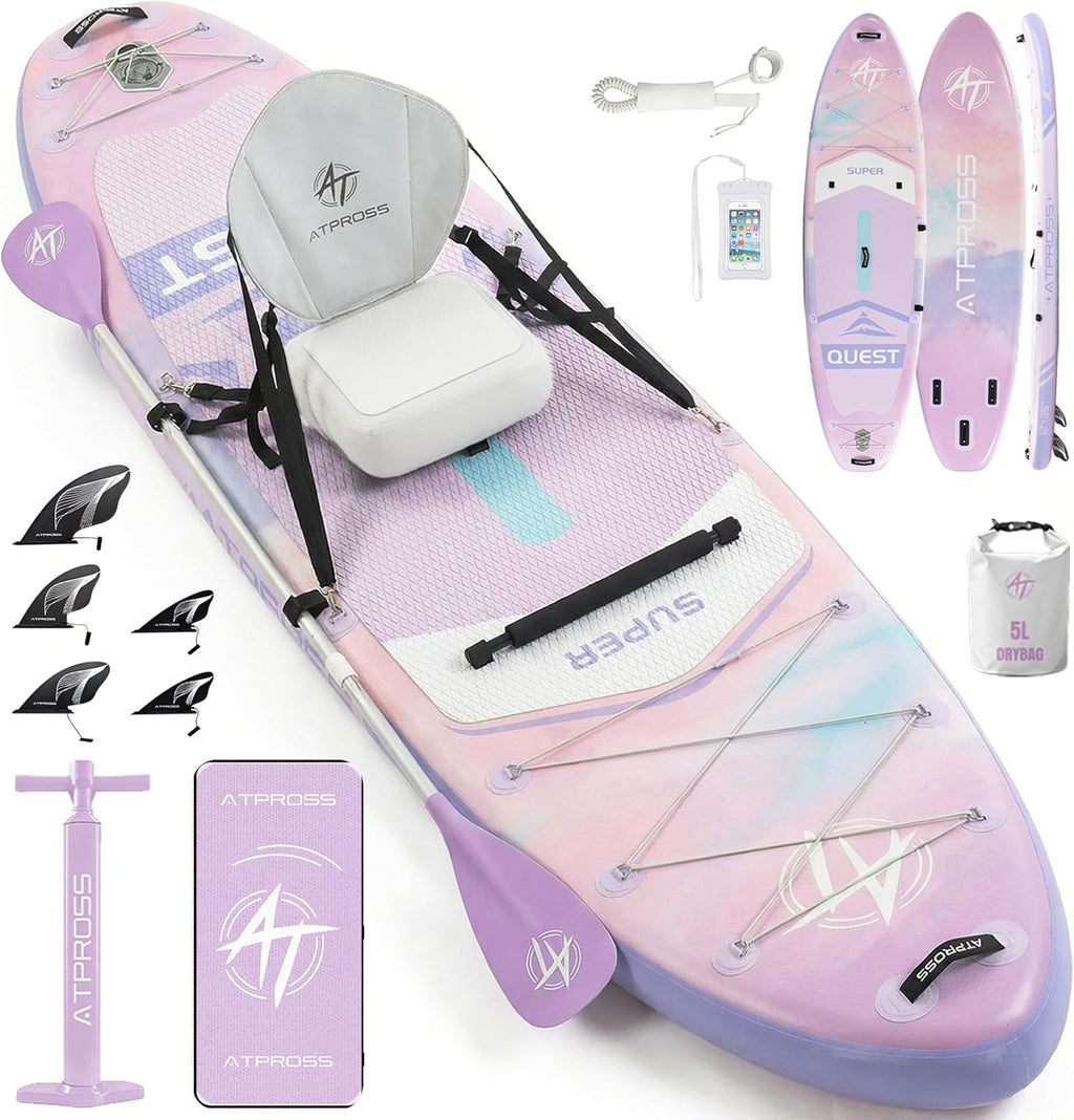 12'x36 Inflatable Paddle Board, 500lbs Extra Wide Stand Up Paddleboard for Adults with Premium SUP Accessories Kit & Backpack, Blow Up Kayak Non-Slip Stable Deck Boat for Yoga Fishing Surf