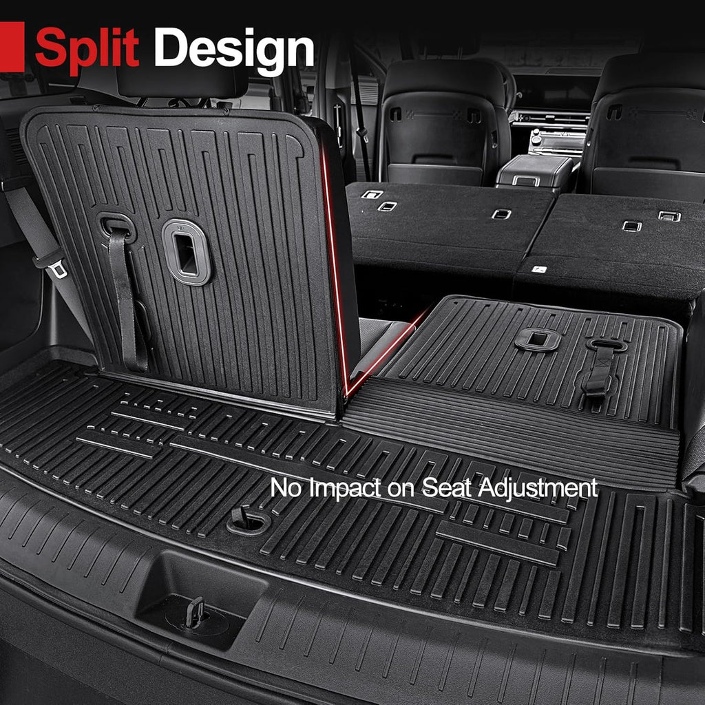 Floor Mats for Hyundai Santa Fe 2024-2026 (Fit Hybrid and Gas), TPE All Weather Protection Durable Trunk Cargo Mat with Backrest Mat for Hyundai Santa Fe