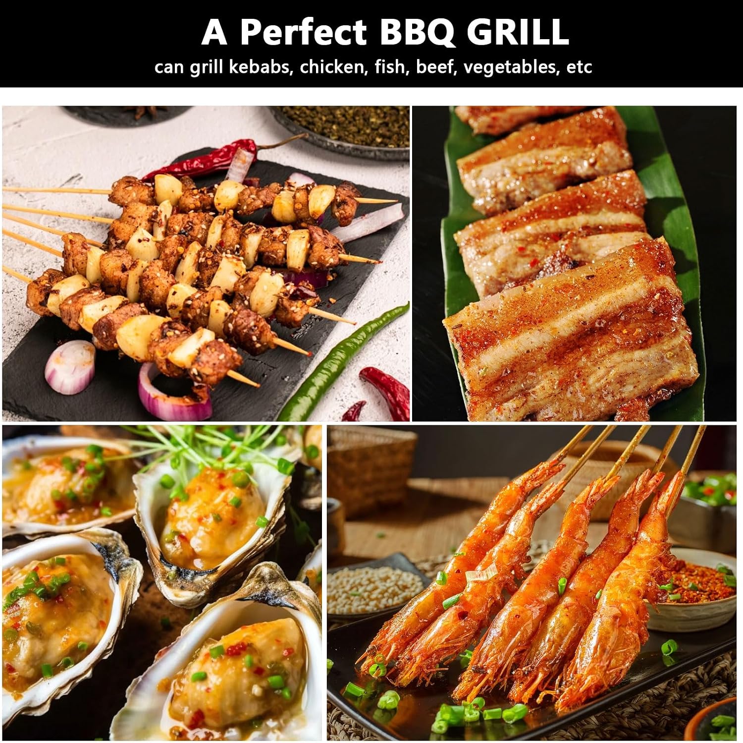 AIZYR Cast Iron BBQ Grill Portable Charcoal Barbecue Grill, Tabletop Outdoor Camping Grill Round Carbon Grill Stove for Patio Garden Travel,Large