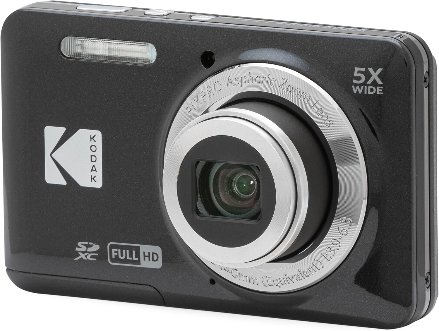 Kodak PIXPRO FZ55 Black 16MP Digital Camera 5X Optical Zoom 28mm Wide Angle 1080P Full HD Video 2.7' LCD Camera + 64GB Card and Reader + Memory Wallet