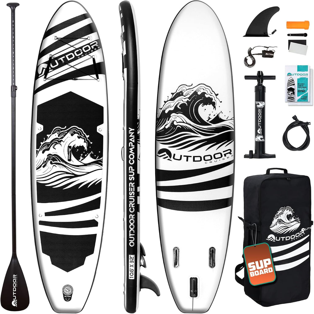 OutdoorCrusier Ultra-Portable Inflatable Stand-Up Paddle Board, Lightweight & Stable with Non-Slip Design, Complete SUP Accessories, Durable Drop-Stitch Material