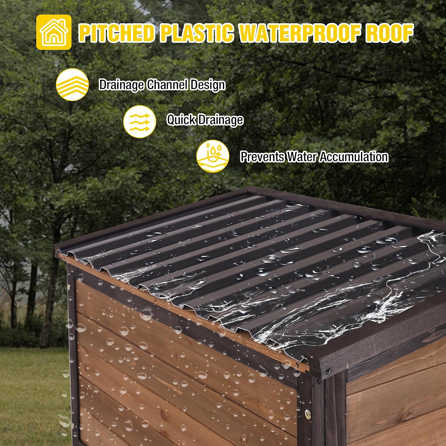 Aivituvin Outdoor Storage Shed with Adjustable Shelves and Floor, Garden Sheds with Iron Frame and Wooden Frame, Outdoor Tool Cabinets with Inclined Weatherproof Roof