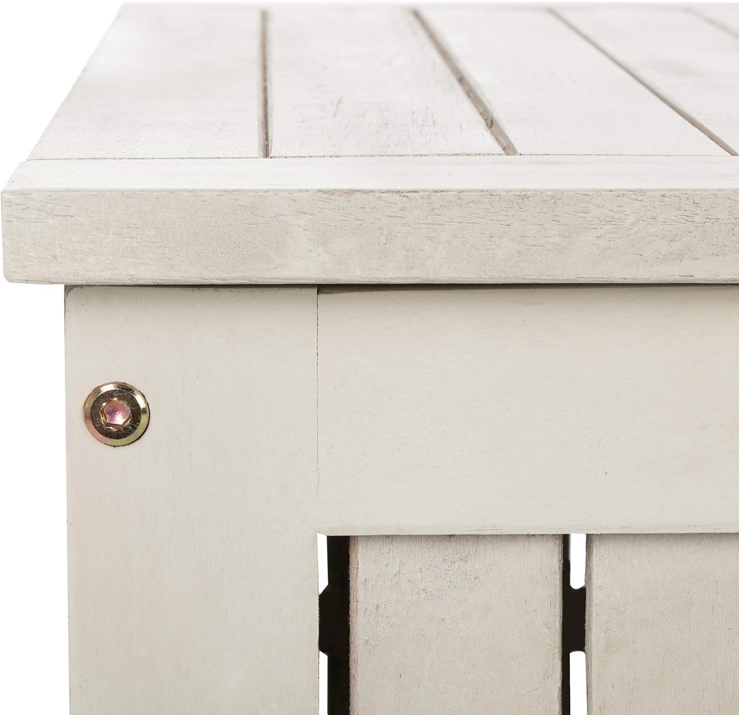 SAFAVIEH Outdoor - Abri Cushion Storage Box - White Washed Solid Wood - Coastal Resort Storage Bench Design - Ideal for Patio, Deck, Porch, Backyard, 18' W x 47' D x 19' H (PAT7037C)