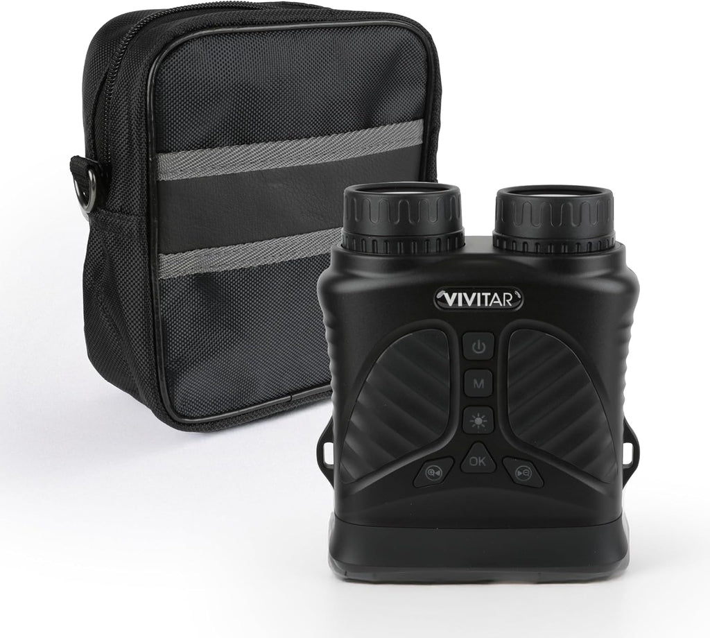 Vivitar - Digital Camera Binocular, 16MP High-Resolution Photos, Full QHD 2.7K Video, Day & Night Use, Compact Design, Soft Rubber Drop-Resistant Red Body, for Sports, Travel & Outdoors (Black)