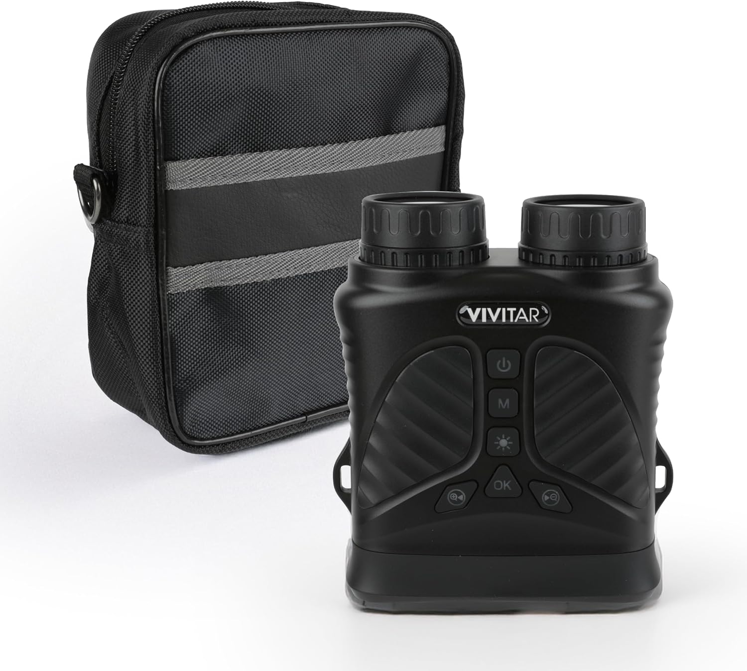 Vivitar - Digital Camera Binocular, 16MP High-Resolution Photos, Full QHD 2.7K Video, Day & Night Use, Compact Design, Soft Rubber Drop-Resistant Red Body, for Sports, Travel & Outdoors (Black)