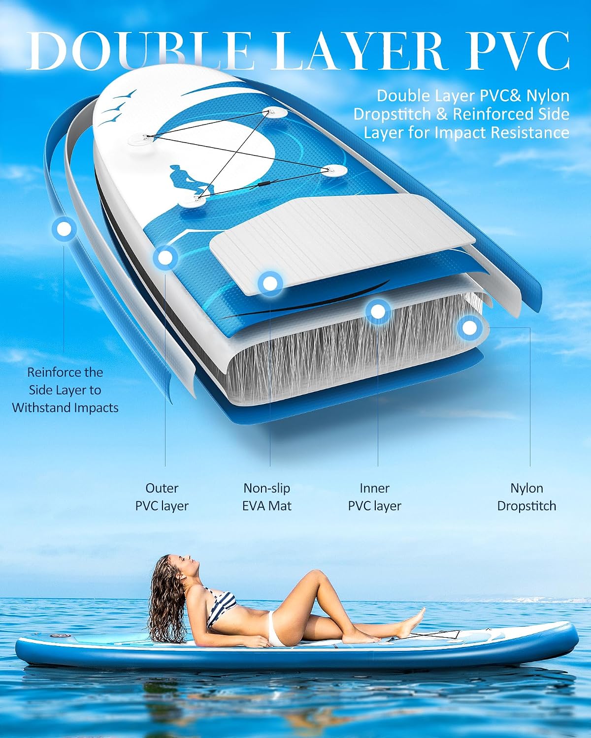 Paddle Board Stand Up Paddle Board SUP 6 inches Thick Board with ISUP Accessories & Carry Bag & Fast Pumping for Adults & Youth for Paddling Surfing Fishing Yoga