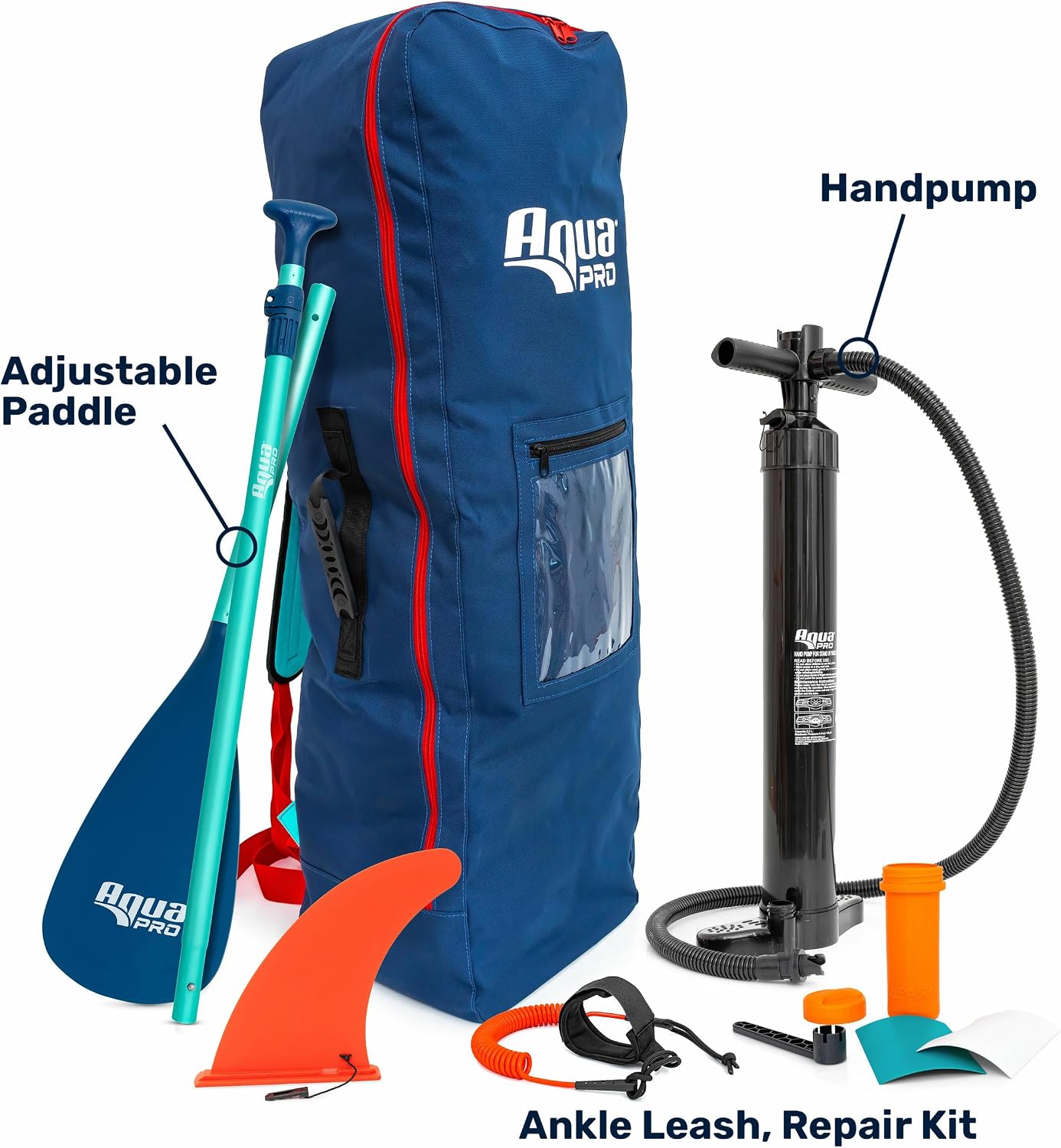 Aqua PRO Halcyon Adventure Inflatable Stand-Up Paddleboard iSUP, Scalloped Wide Stable Design with Non-Slip EVA Deck, Includes Paddle, Ankle Leash, Pump and Carry/Storage Bag