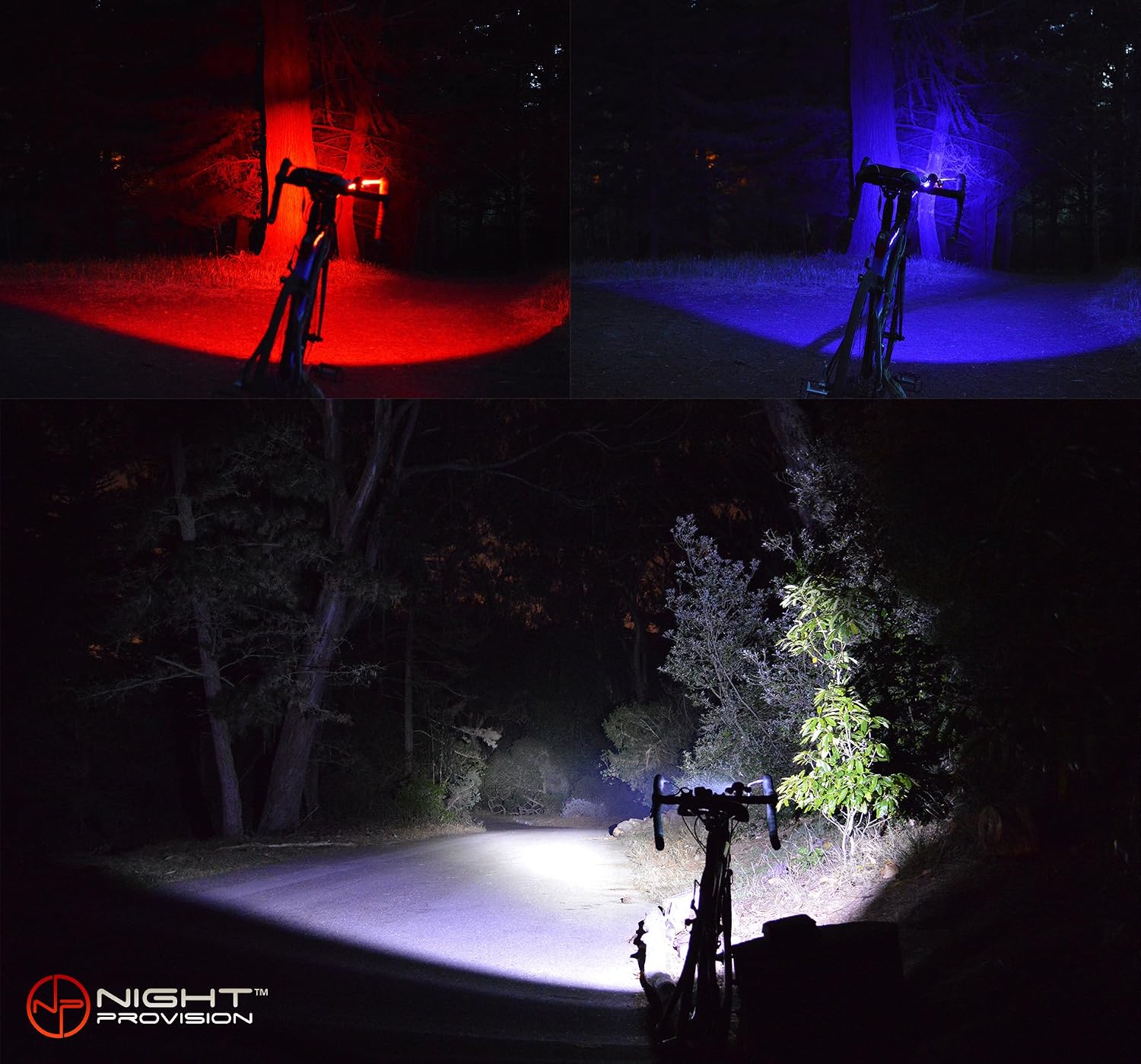 PS1200 Police Patrol Bike Light Set - Red/Blue Strobe LED - Rechargeable 18 Hr Max - Water Proof - 5 Modes - Heavy Duty Bicycle Lights for Professional Use