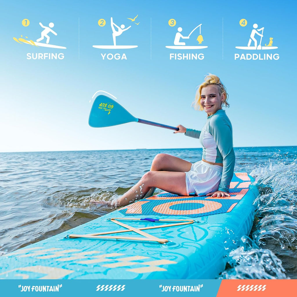 Inflatable Paddle Board,10.8'x31.5'x6' Stand Up Paddle Boards,Premium SUP Board Paddle with Removable Fin, Floating Paddle, Hand Pump, Waterproof Bag for Adults & Youth
