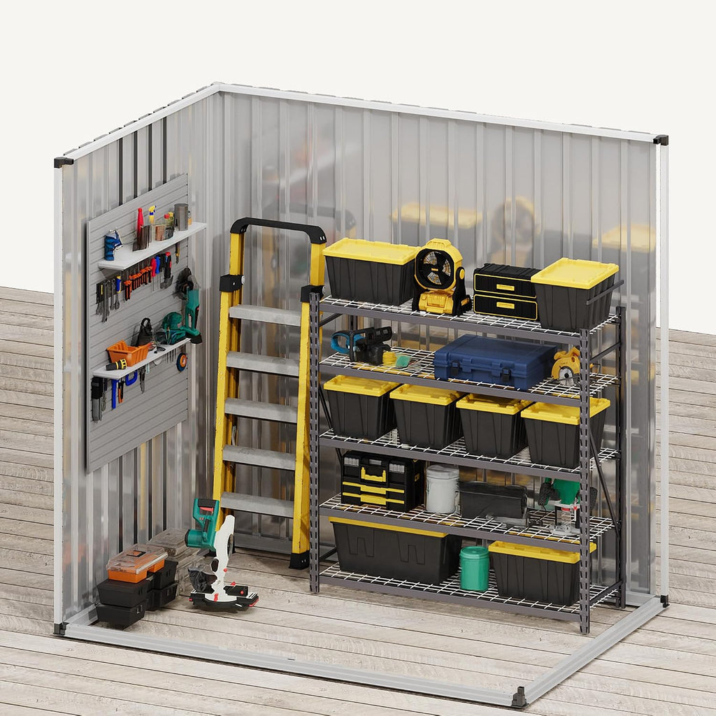 DWVO 6x4ft Metal Tool Shed with Window, Outdoor Storage Shed for Backyard, Lawn, and Patio, Heavy-Duty Storage Unit with Four Vents & Lockable Door for Storing Tools, Equipment & Trash Bins, Dark Gray
