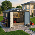 K Knowbody 10x10 FT Metal Shed, Reinforced Frame with Powder Coating, 50 PSF Snow Load & 120 MPH Wind Rated, Outdoor Storage Building with Skylight & Swing Doors