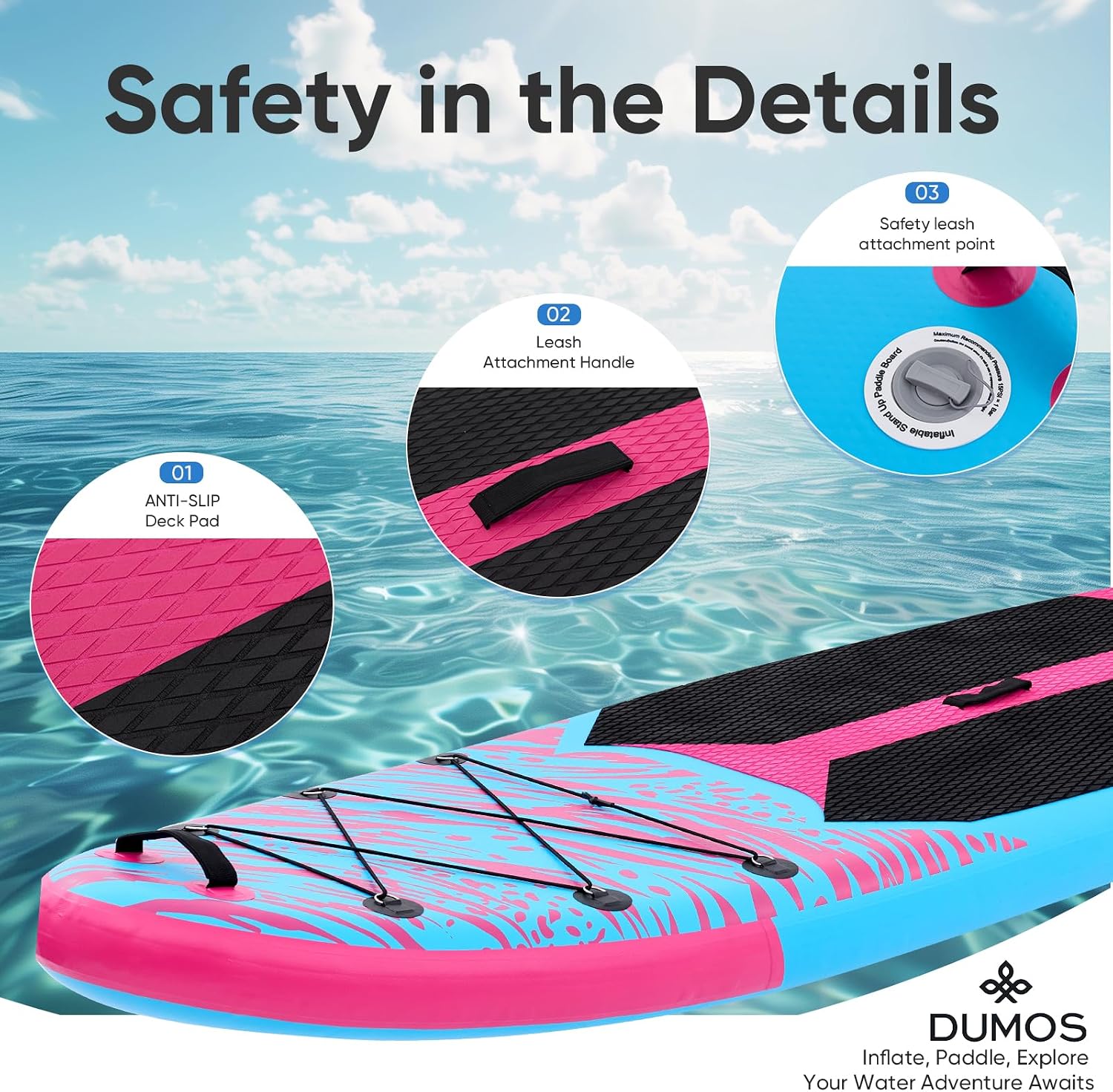 DUMOS Inflatable Stand Up Paddle Board, 10.5'×33'' Paddle Boards with Non-Slip Deck, Durable Advanced Material and Complete SUP Accessories for All Skill Levels