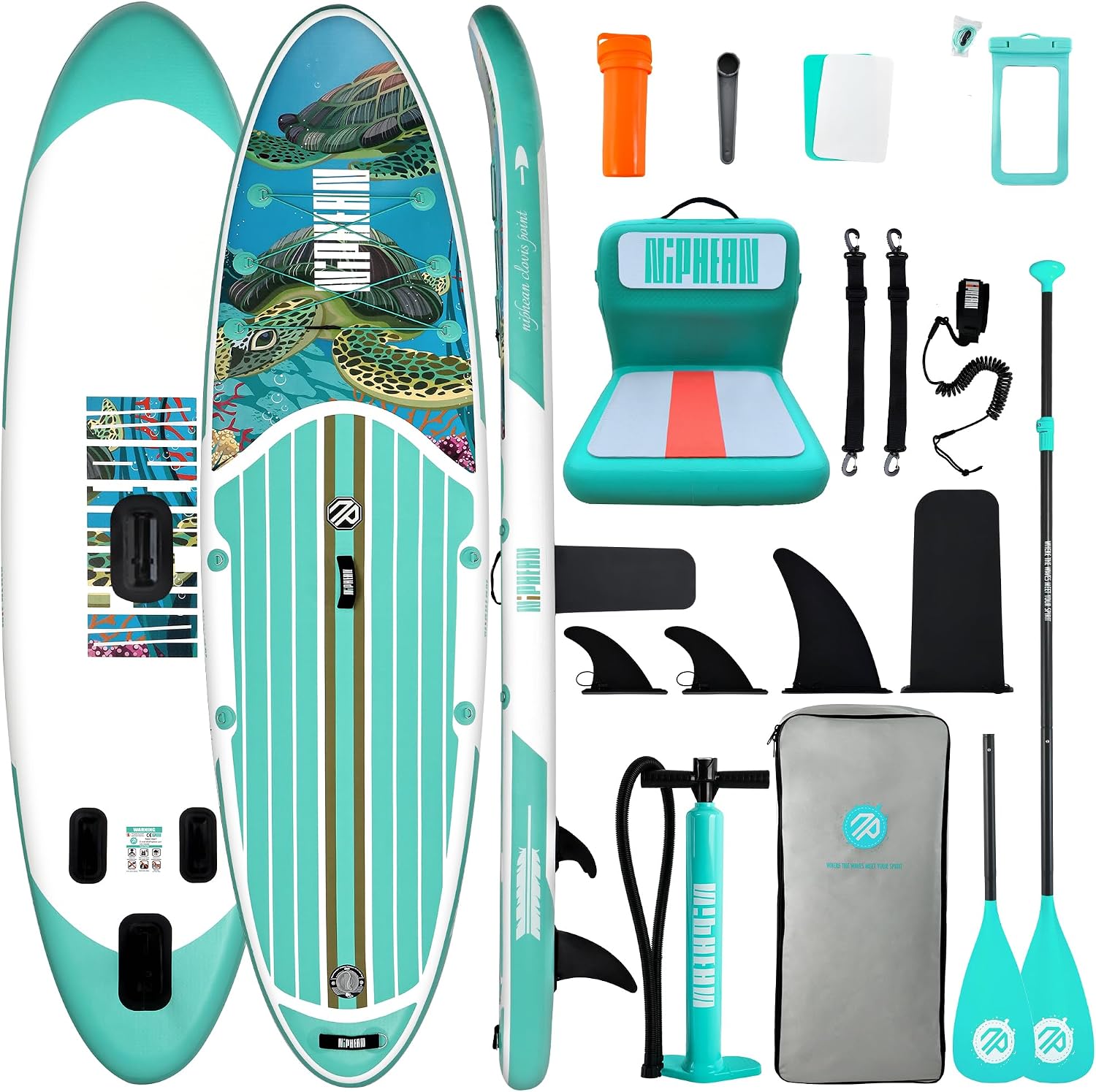 Niphean Inflatable Stand Up Paddle Board with SUP Accessories, Anti-Slip EVA Deck, 10'6'' Inflatable Paddle Boards for Adults & Youth of All Skill Levels