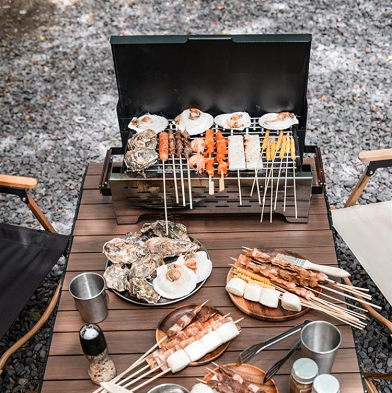 Portable Charcoal Grill Charcoal Grill BBQ Grill Folding Portable Lightweight Barbecue Grill Tabletop for Picnics BBQ Grill for Outdoor