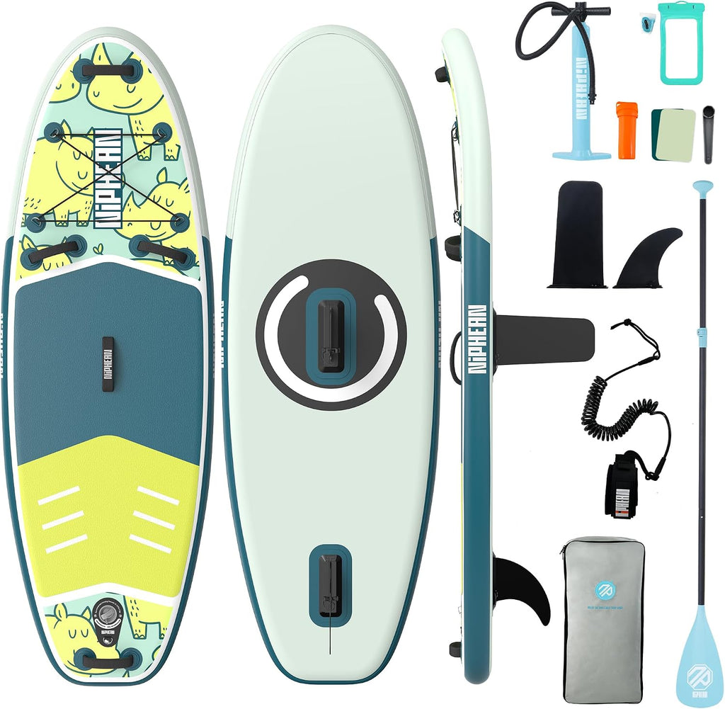 Niphean (Extra Large) Inflatable Paddle Board, SUP for 2+1 People/Family 500lbs Capacity Stand Up Paddle Board with SUP Accessories, StabilTrac Fin Non-Slip Paddleboard for Adults