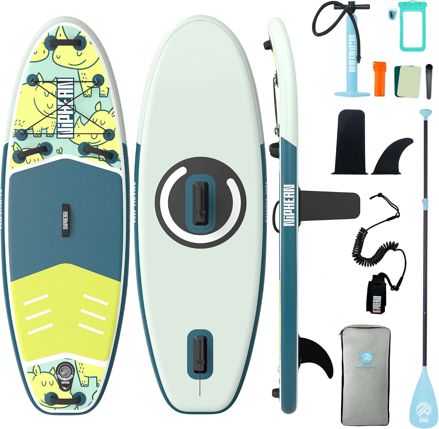 Niphean (Extra Large) Inflatable Paddle Board, SUP for 2+1 People/Family 500lbs Capacity Stand Up Paddle Board with SUP Accessories, StabilTrac Fin Non-Slip Paddleboard for Adults