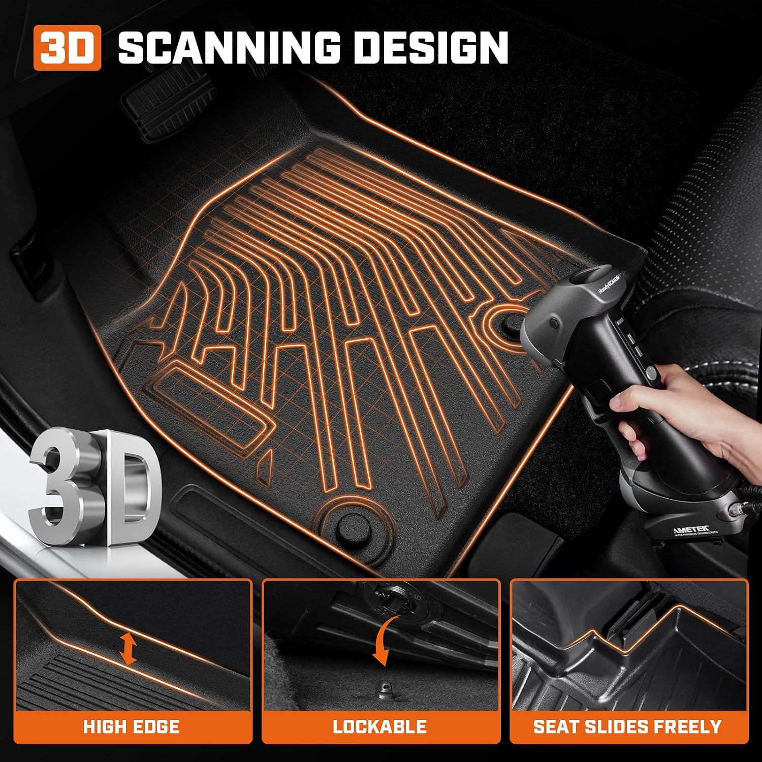 Mixsuper Sorento Floor mats-Floor Mat & Cargo Liner for Kia Sorento 7 Seats 2016-2020,All Weather TPE Rubber Floor Liners Protection for Sorento Accessories,Full Set Anti-Slip Car Mats,Black
