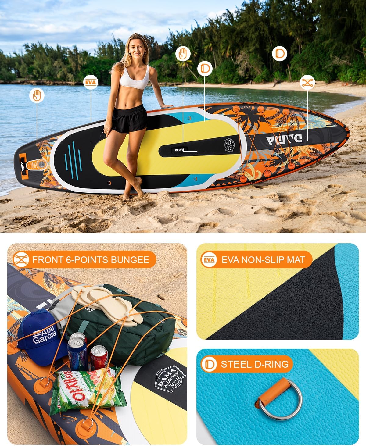 DAMA 11'*34'*6' Stand Up Paddle Board, Inflatable Paddle Board,Inflatable Paddle Boards for Adults w/a Wide, Smooth and Non Slip Deck, Versatile Styles, Suitable for Adults