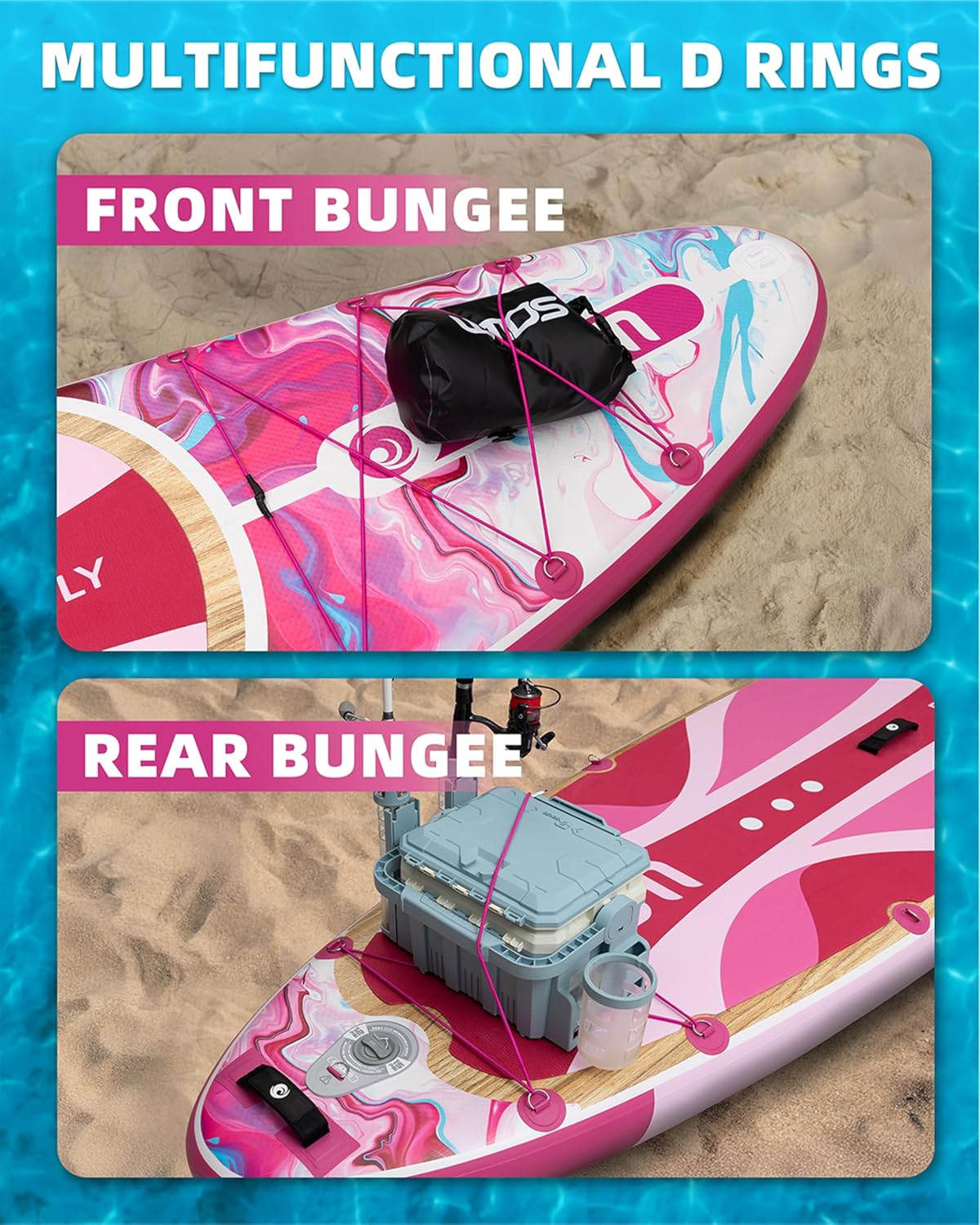 11'*33'/34' Inflatable Stand Up Paddle Board for Beginners,400/420lbs Capacity, Anti-Slip EVA Deck, Includes Adjustable Paddle, Pump, Backpack & SUP Accessories for Surfing, Fishing, Yoga & More