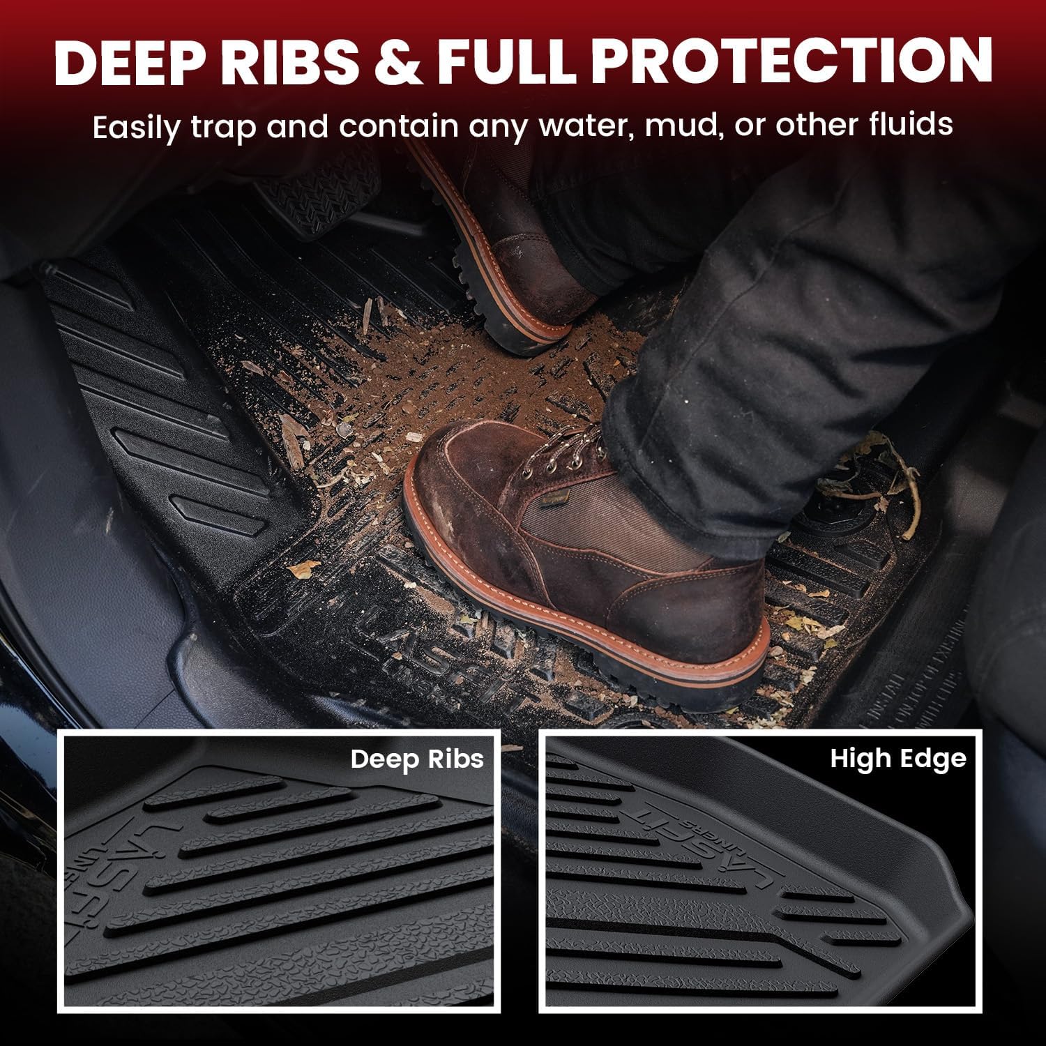 LASFIT Floor Mats for Nissan Versa 2020-2025, Custom Fit All Weather Protection Durable TPE Floor Liners for Nissan Versa S/SR/SV 2025 2024 2023 2022 2021 2020 1st & 2nd Row Car Mats, Black