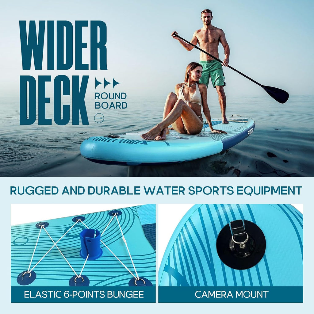 Paddle Boards for Adults, 10'6'/11'/11'6' Inflatable Paddle Board, Super Non Slip Eva, Stand Up Paddle Board with Removable Fins, Adjustable Paddle, Pump, Shoulder Strap, Leash, Standing Boat
