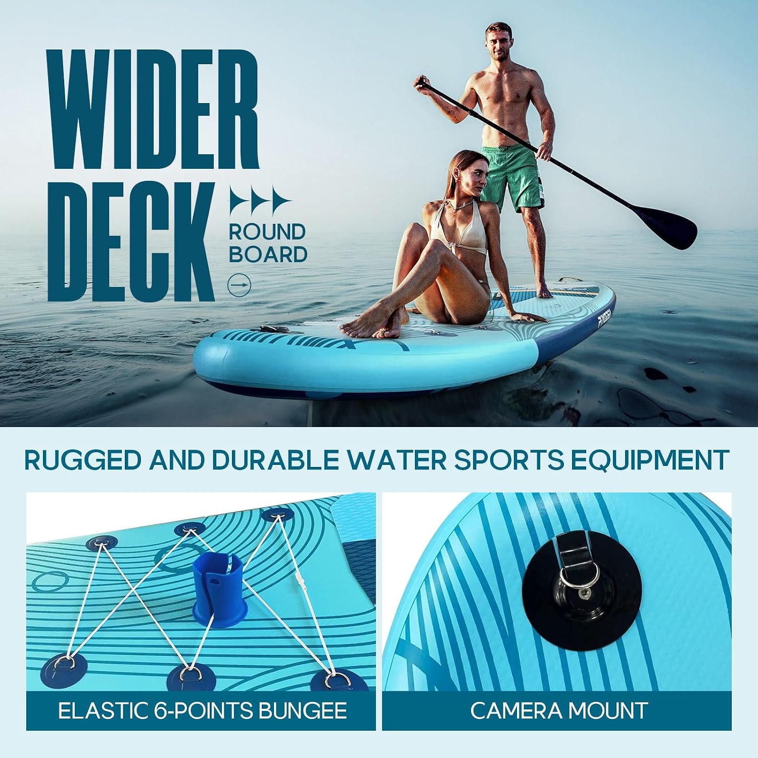 Paddle Boards for Adults, 10'6'/11'/11'6' Inflatable Paddle Board, Super Non Slip Eva, Stand Up Paddle Board with Removable Fins, Adjustable Paddle, Pump, Shoulder Strap, Leash, Standing Boat