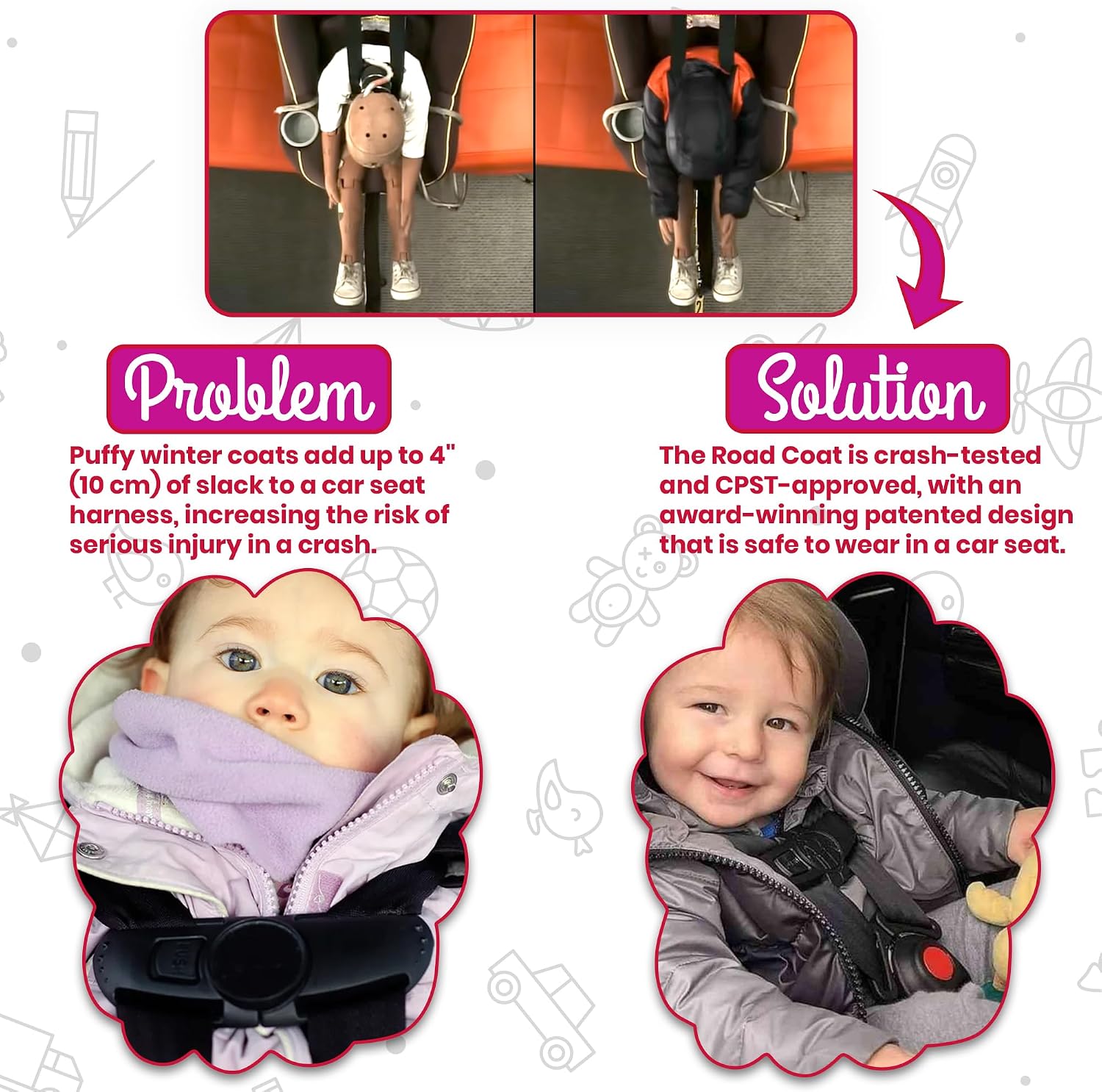 ONE KID The Road Coat Down | Car Seat Safe Winter Jacket | Crash Tested | Unisex | 12 Months-8 Years