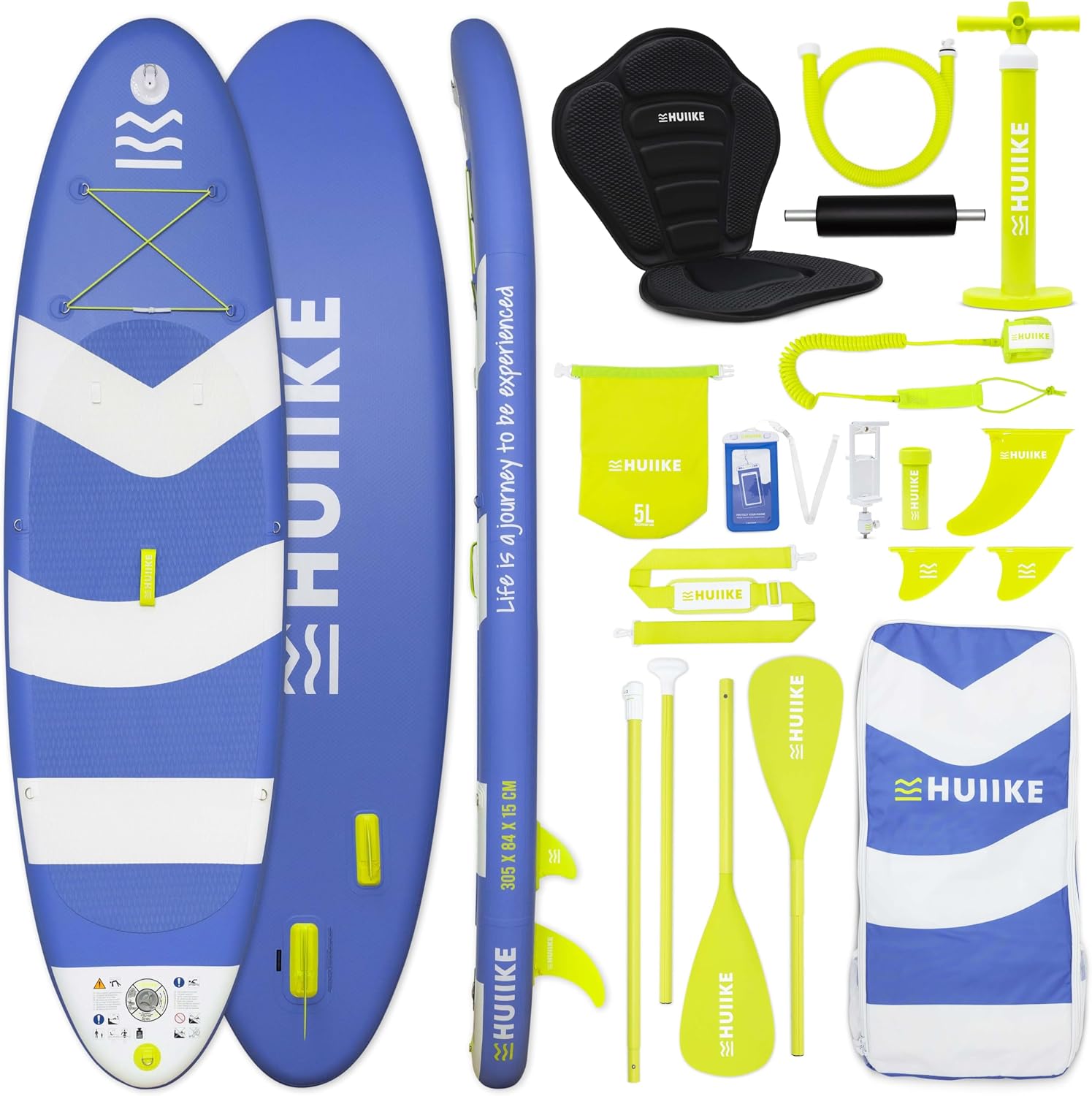 HUIIKE Inflatable Paddle Board for Adults with Accessories Included, Oar, Fins, Pump. Stand Up Paddleboard Great Stability and Resistance. 10' x 33' x 5.9', Maximum Load 286 lb