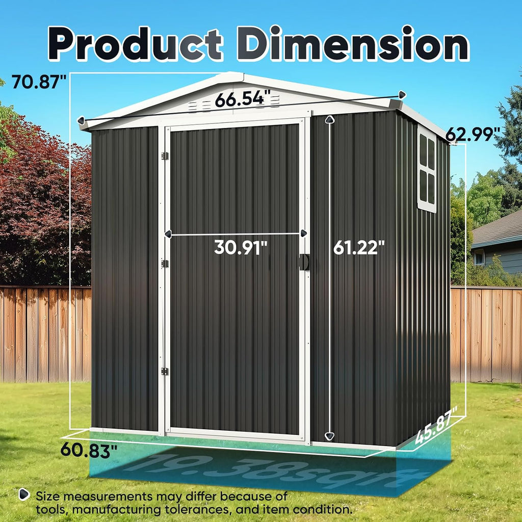 Quictent Large 5X3 FT Metal Storage Shed, Easy Assemble, Lockable Outdoor Garden Shed Waterproof Shed for Bike Storage, Tool Storage, Temporary Storage with Combination lock(5.1X3.8 FT Base, No Floor)