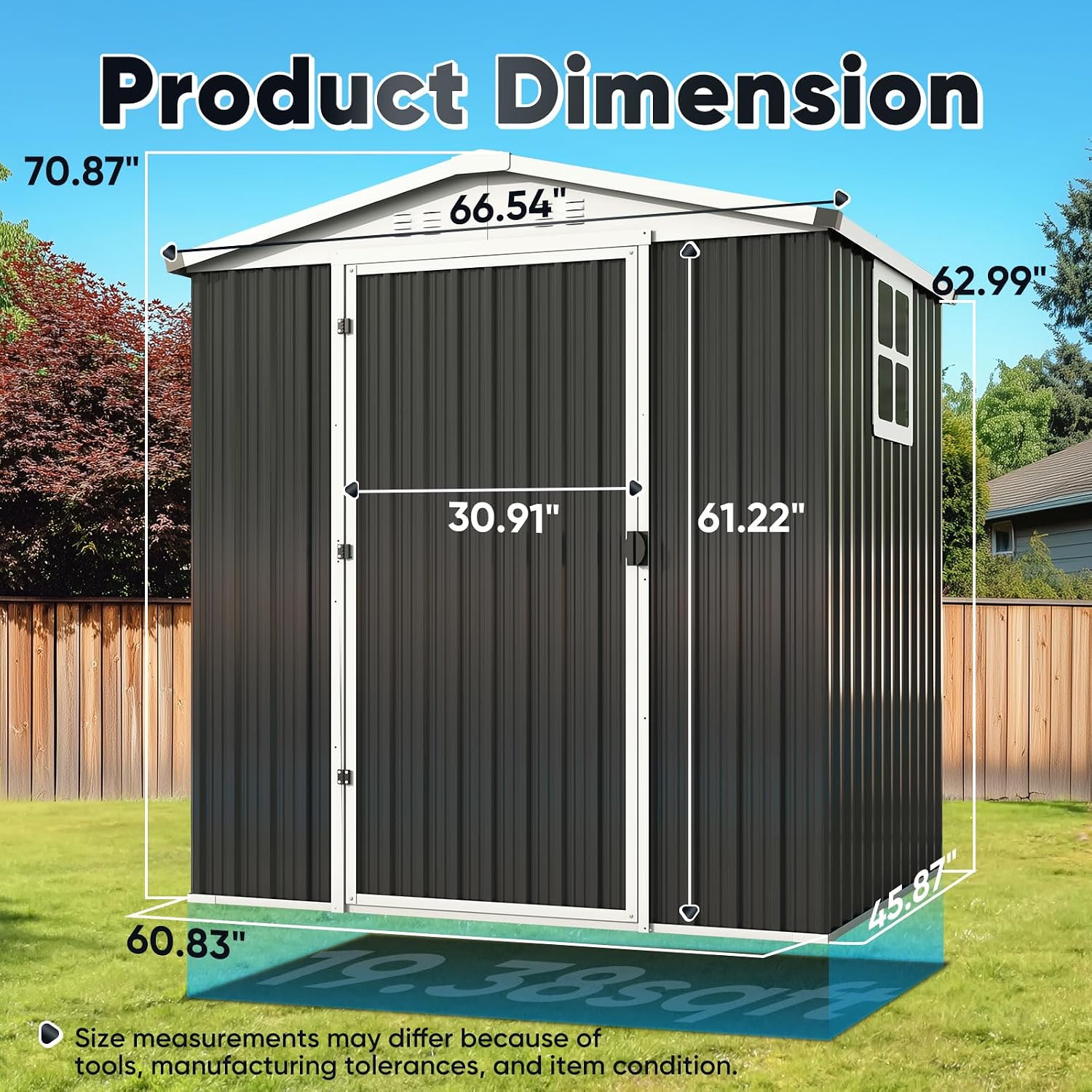 Quictent Large 5X3 FT Metal Storage Shed, Easy Assemble, Lockable Outdoor Garden Shed Waterproof Shed for Bike Storage, Tool Storage, Temporary Storage with Combination lock(5.1X3.8 FT Base, No Floor)