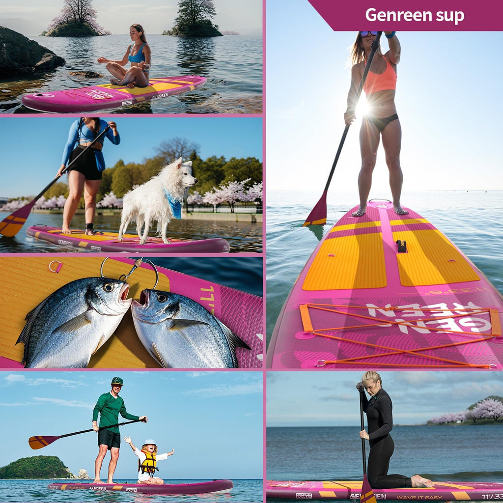 Paddle Board Stand up Paddle Board (Extra Large 11'*33/34') Newly Improved 2 Side Layers 450LBS Quality Inspection×5 (All-Season for JP customers) paddleboards Fishing Family Pet Friendly