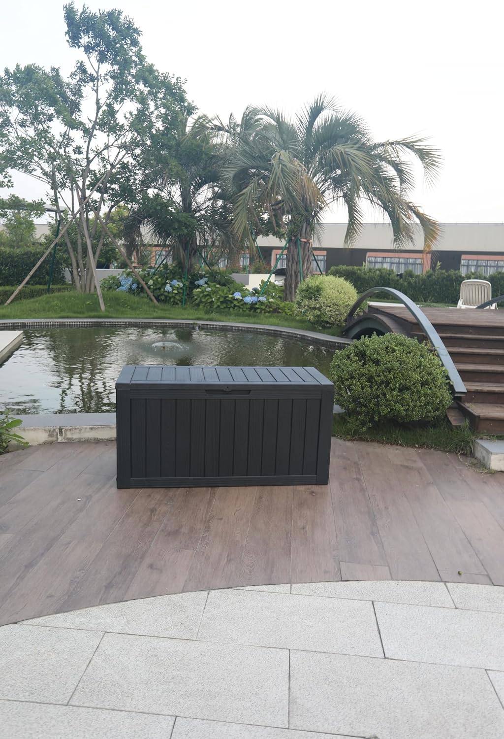 BTEXPERT 74 Gallon Resin Deck Box, Outdoor Storage Container for Patio Furniture Garden Tools Cushions Waterproof Lockable Metal Support Rods UV Resistant Set of 2
