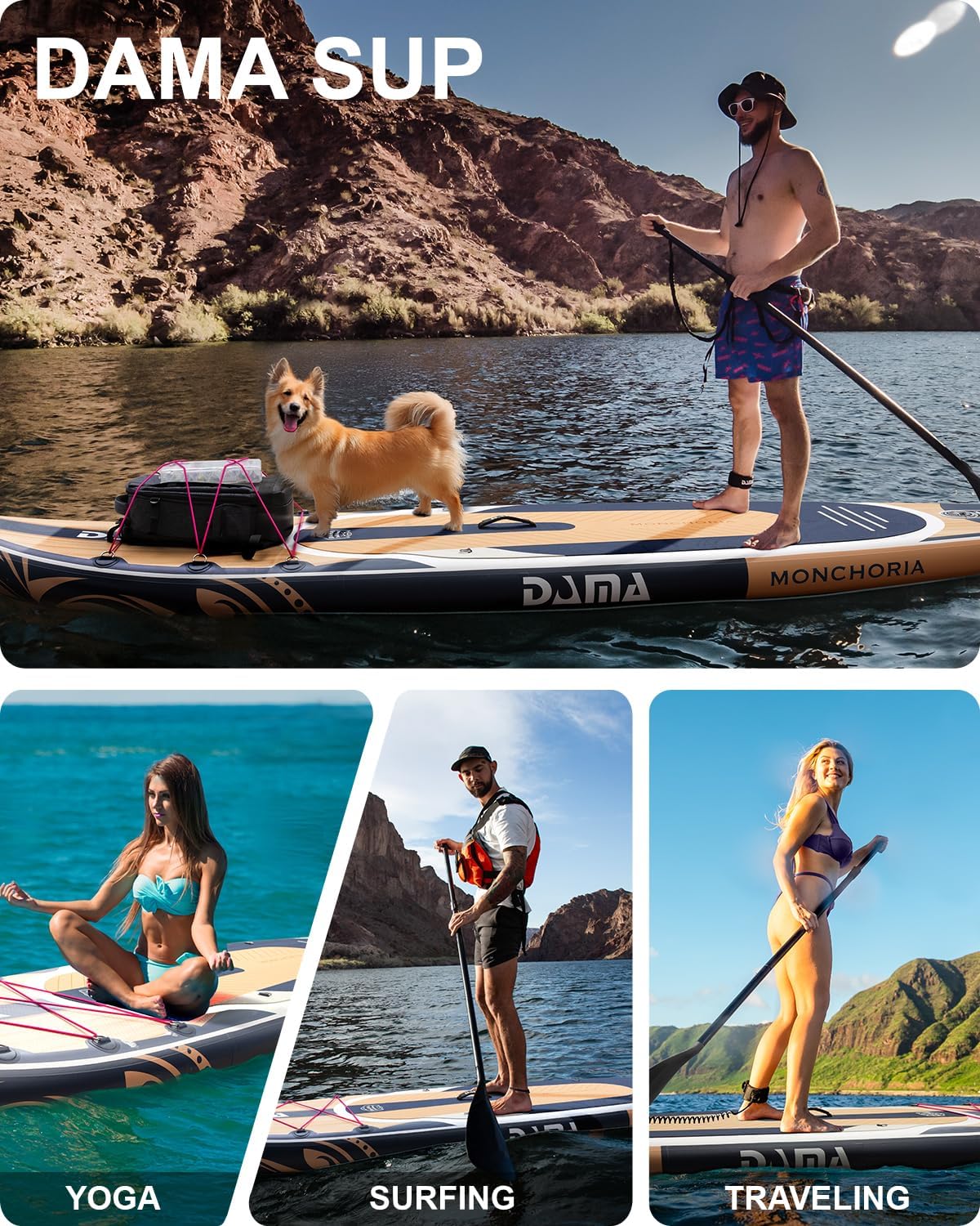 DAMA 11'*34'*6' Stand Up Paddle Board, Inflatable Paddle Board,Inflatable Paddle Boards for Adults w/a Wide, Smooth and Non Slip Deck, Versatile Styles, Suitable for Adults