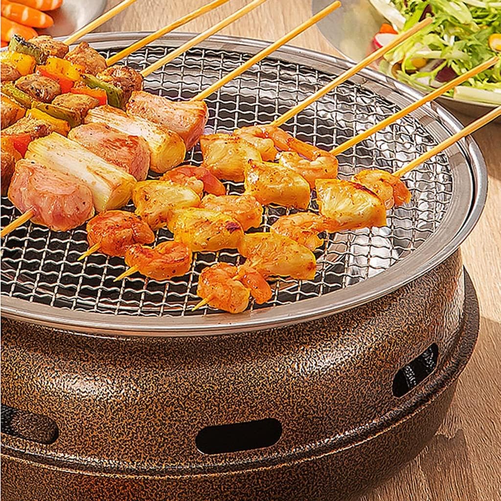 Multifunctional Charcoal Barbecue Grill, Household Korean BBQ Grill, Portable Camping Grill Stove, Tabletop Smoker Grill (Set a)